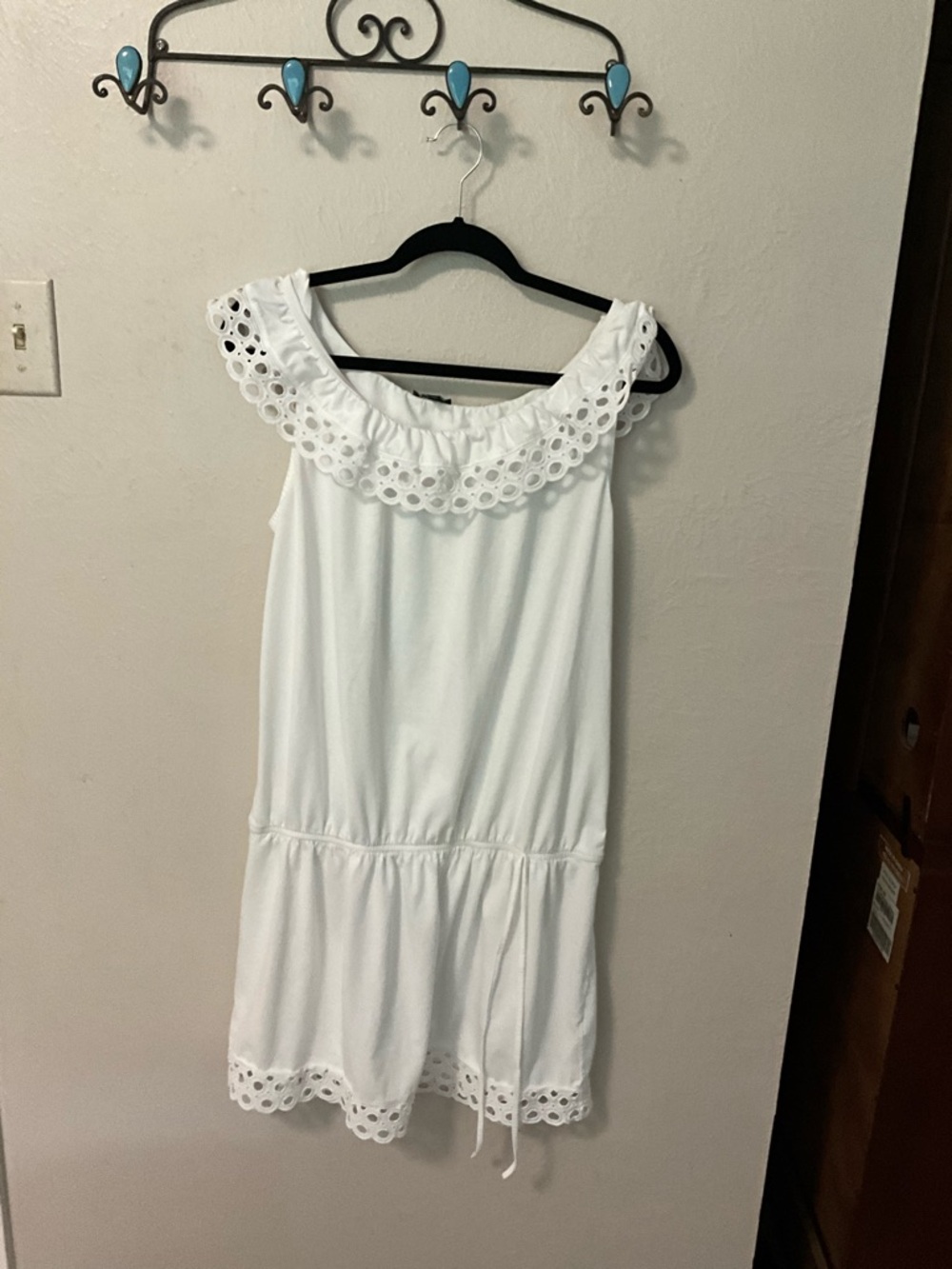 Express White Sleeveless Eyelet Mini Dress